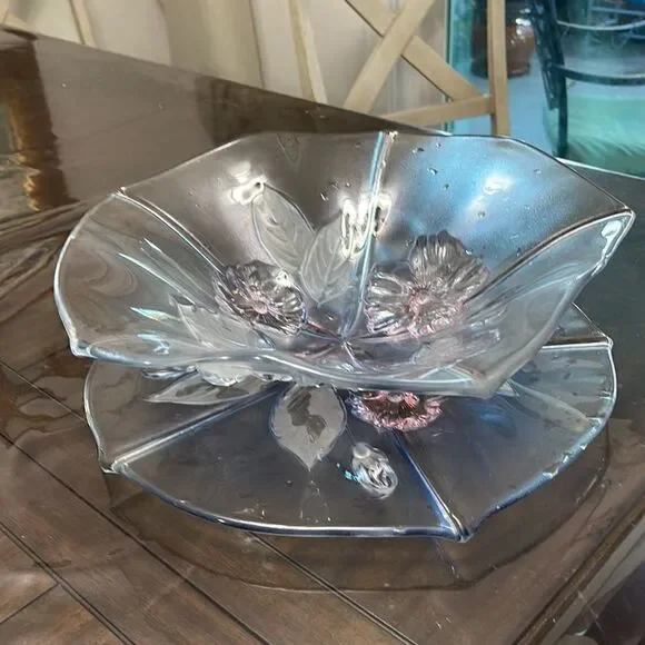 Mikasa Walther Cristal Floral Pastel Blue Calypso13’1/2 Bowl. - Picture 3 of 5